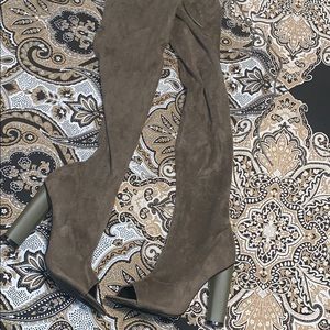 Olive Green Thigh High Boots